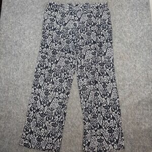 IMAN Global Chic Palazzo Pants Women Size 2X Black White Gold Shimmer Wider‎ Leg